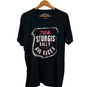 Sturgis 76th Anniv Jack Daniels Graphic Tee Soft Lightweight Black - L